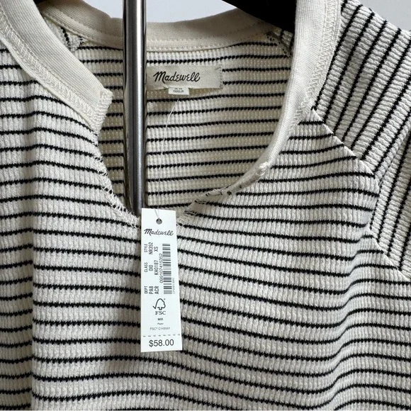 Madewell NWT Black and White Striped Short Sleeve Tee - Picture 1 of 3
